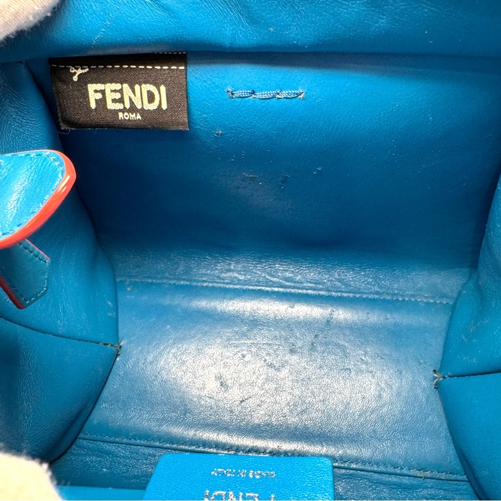 Fendi 3Jours Mini Blue Leather Top Handle Bag W Silver Accent & Crossbody Strap - Picture 13 of 16